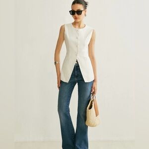 Structured white button down vest / waist coat